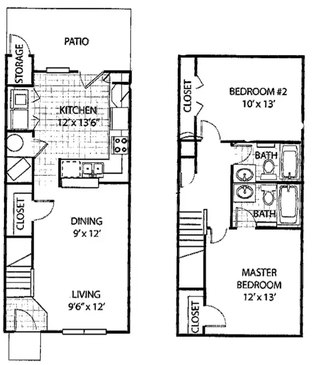 BT60 2 Bedroom Townhome 1701 floor plan